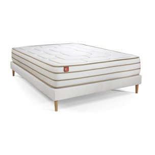 Ensemble Matelas Le Douillet - 26cm - Mémoire de forme - Matériaux éco-responsable - Sommier kit Blanc