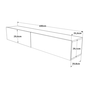 Mobile porta TV Dpirche, Credenza da soggiorno, Armadio basso per TV, Base parete attrezzata, 180x32h30 cm, Quercia e Bianco