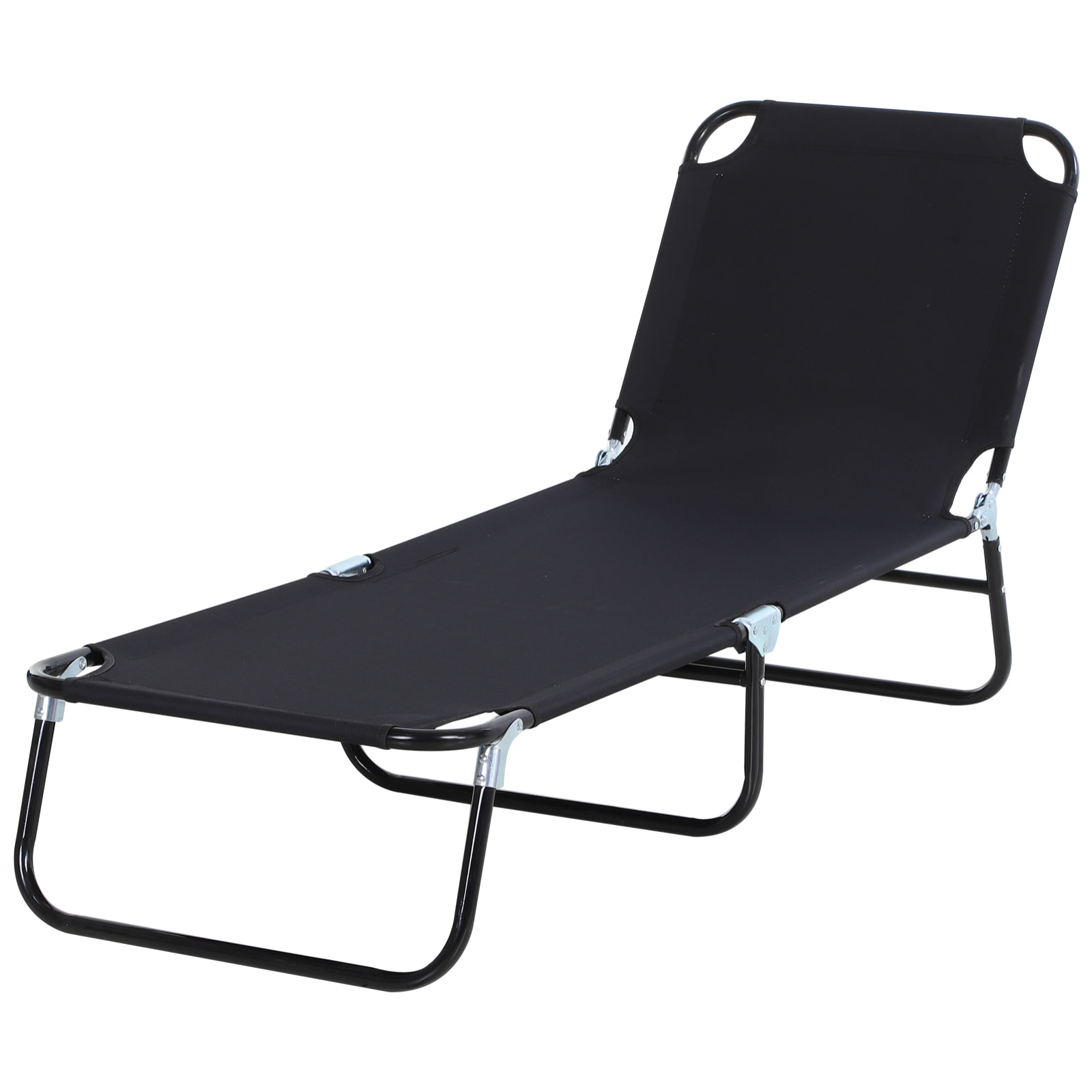 Tumbona Plegable Reclinable con Ángulo Ajustable de 5 Posiciones para Jardín Exterior Piscina Terraza Camping Carga 120 kg 188x56x28 cm Negro
