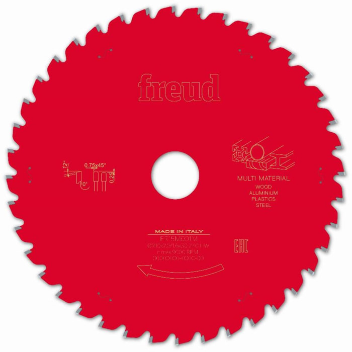 Lame pour scie circulaire portative FREUD - Ø210 2,4/1,6 AL30 Z40 TPB 0° - F03FS09886 -FR15M001M