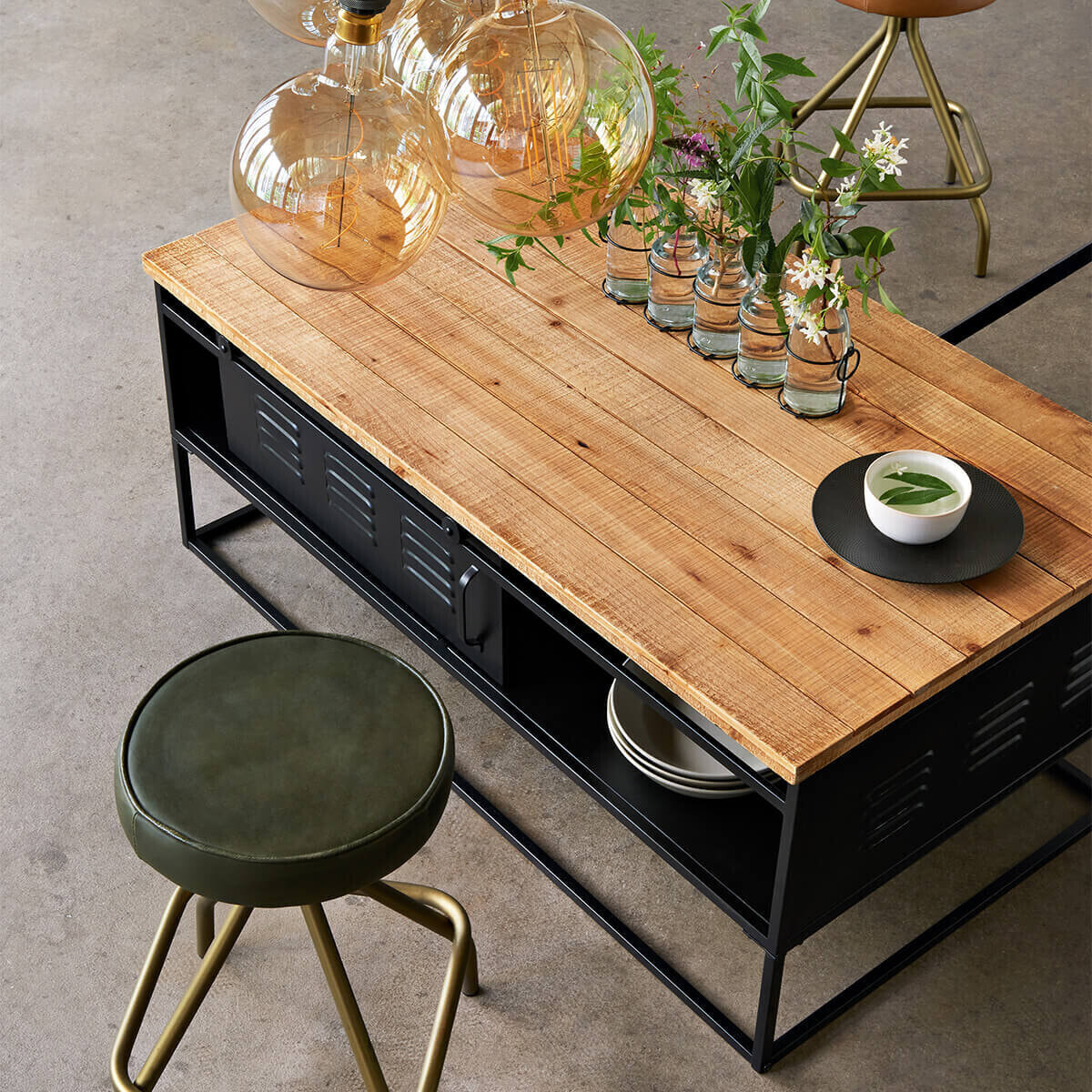 Table basse "Cierna" noire - métal & bois