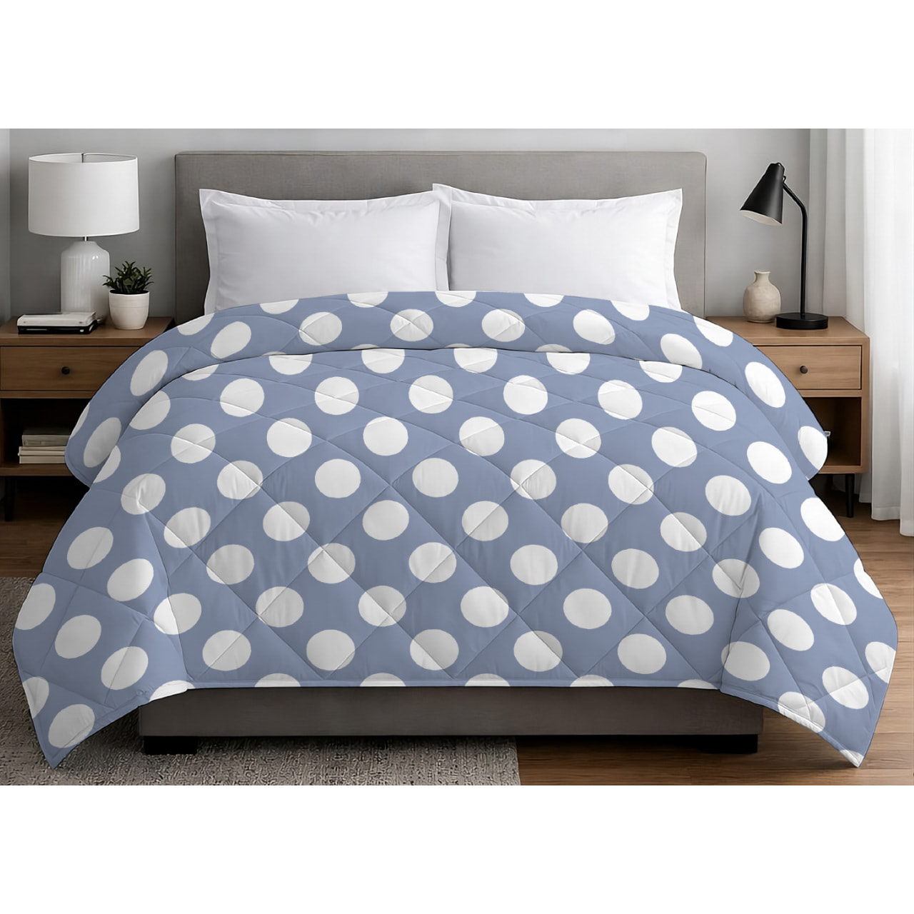 Trapuntino Estivo Leggero 100gr Ideale Primavera/ Estate Disegno Pois Azzurro