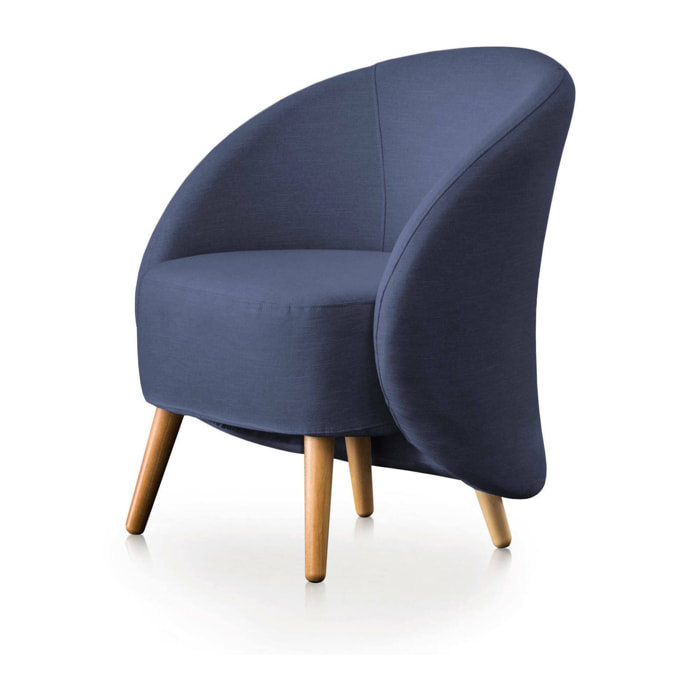 Poltrona Alla, Poltrona di design da salotto, 100% Made in Italy, Poltroncina relax in tessuto imbottito, Cm 70x60h80, Blu