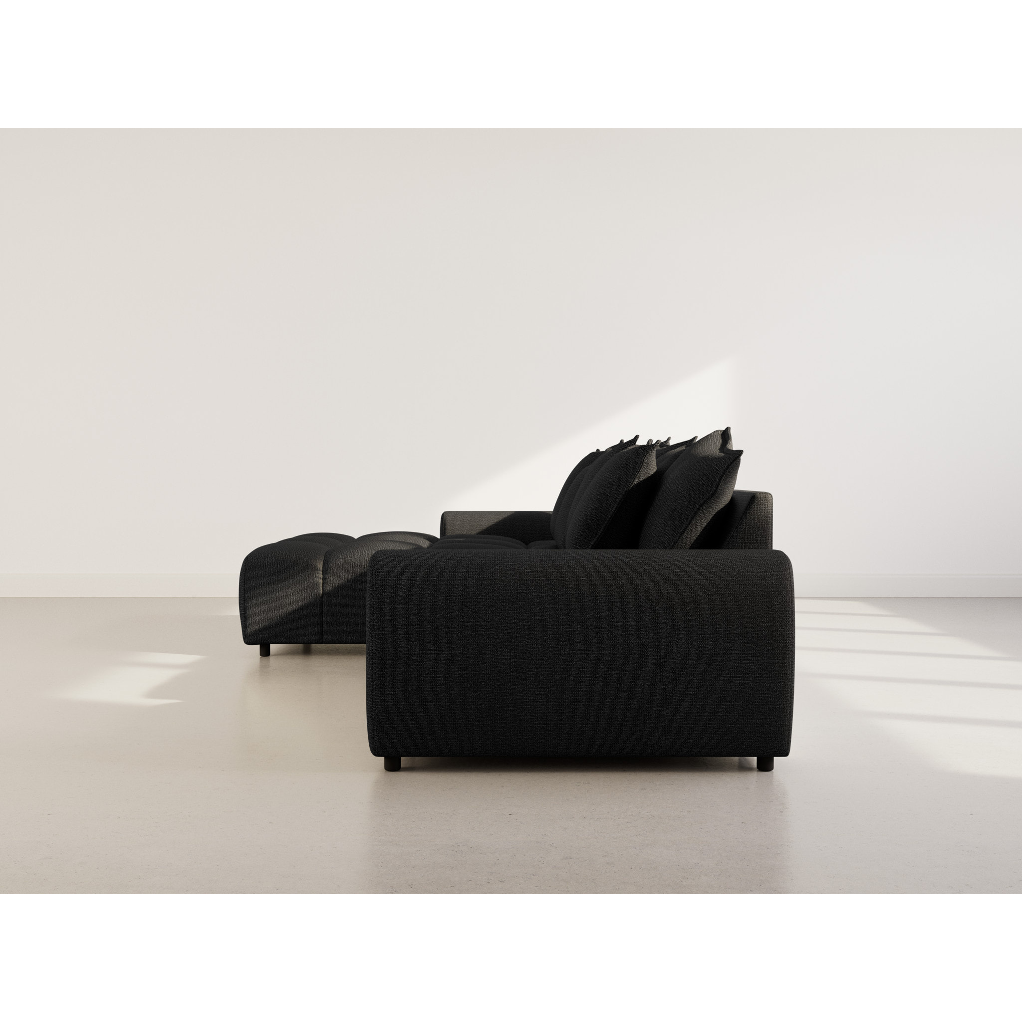 Adelaide - canapé d'angle réversible 4 places en tissu texturé - Noir