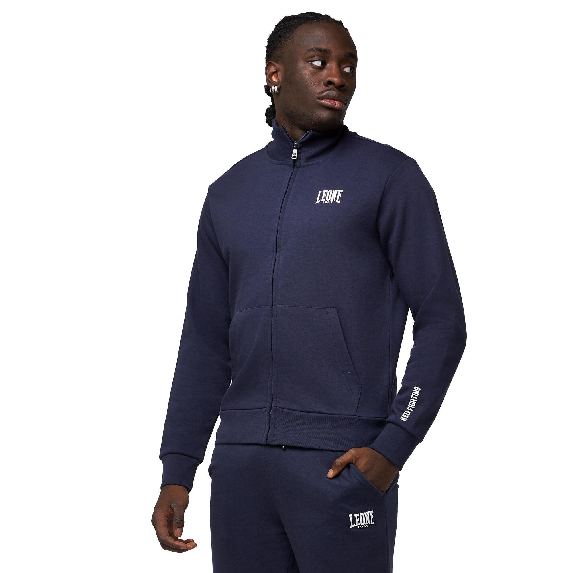 Tuta da uomo con felpa con colletto e zip e pantalone non felpata Leone Basic