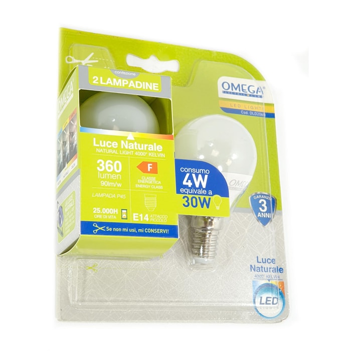 OMEGA Set 6 Pezzi Sfera LED P45 4W 4000K E14