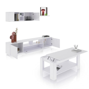 Pack salón con mesa de centro Kenzo Plus V1 Blanco Brillo - Gris Antracita