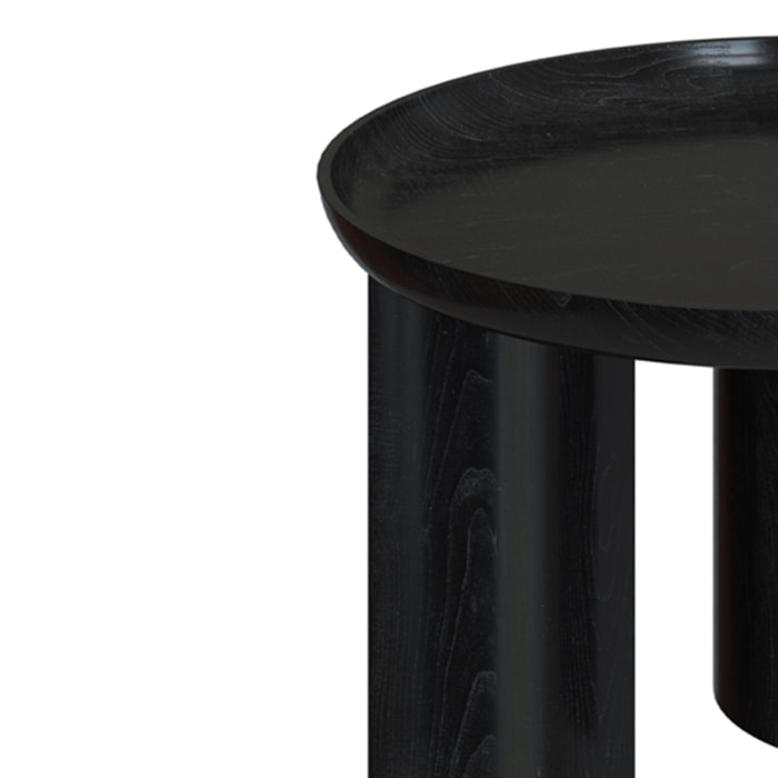 Table basse ronde noire en bois de manguier D60 cm - Blake