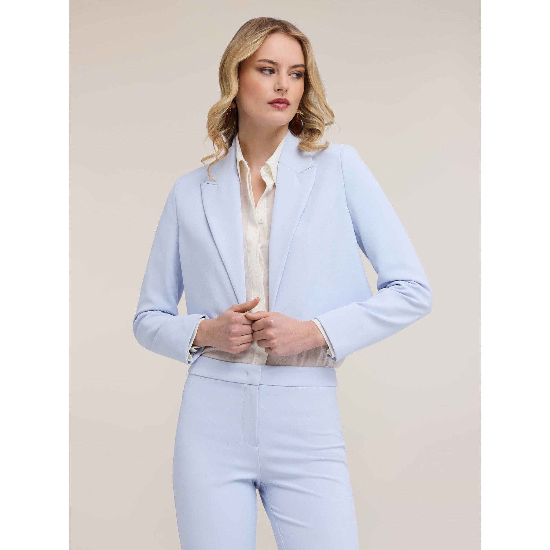 Motivi - Chaqueta spencer en crepé - Light - blue