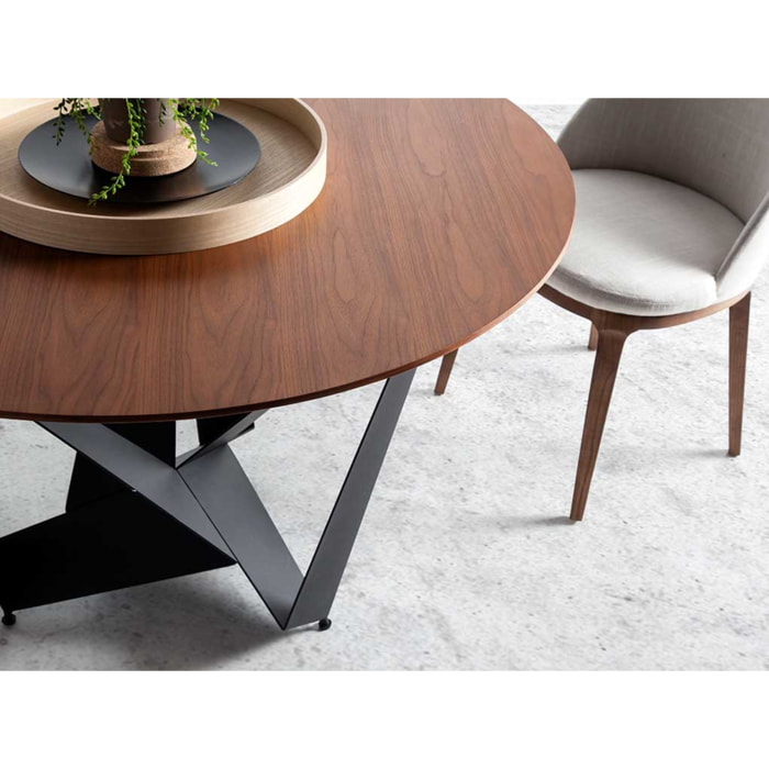 Mesa fija circular – Nogal y negro