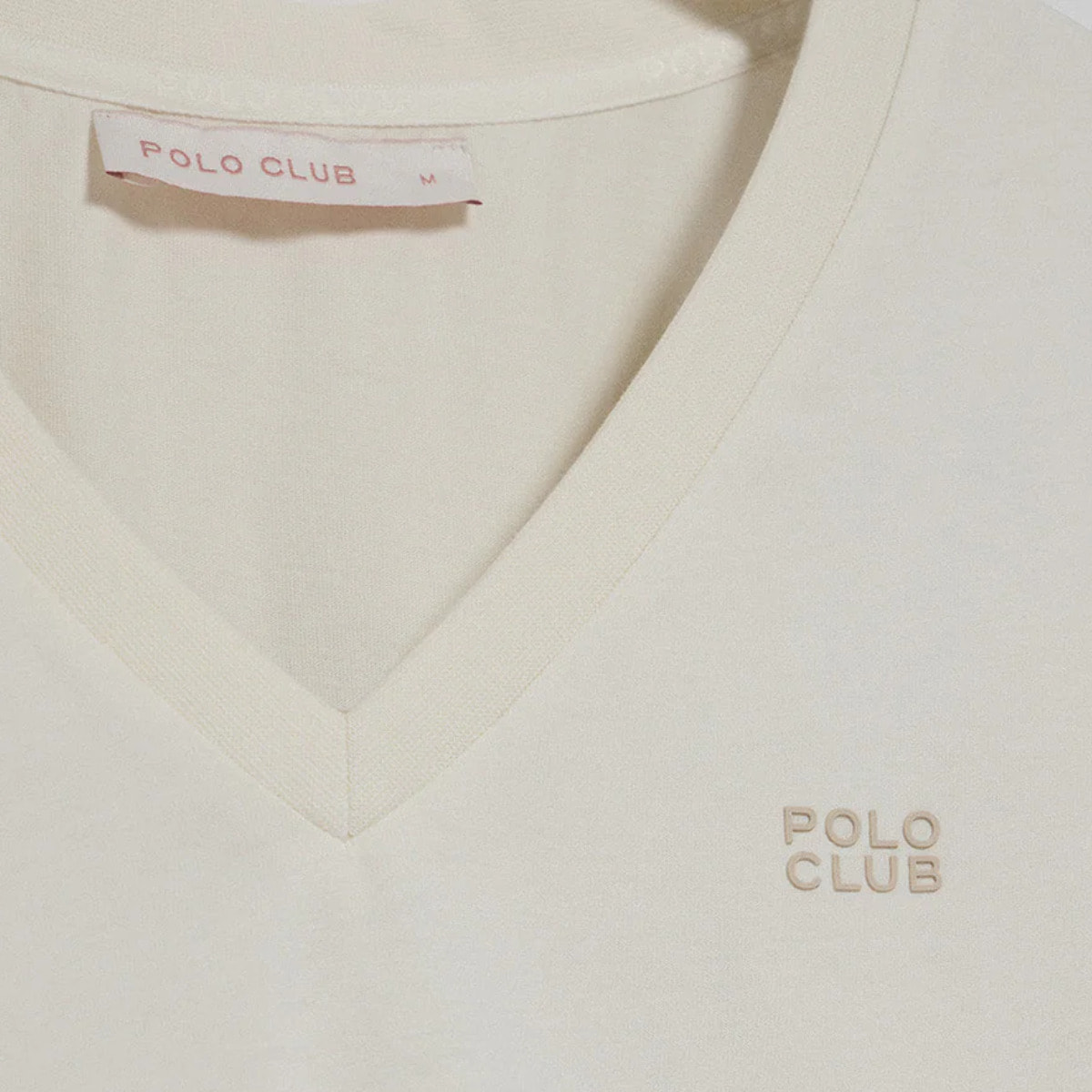 Maglietta Turia ecrù con finitura peach effect e print Polo Club in gomma