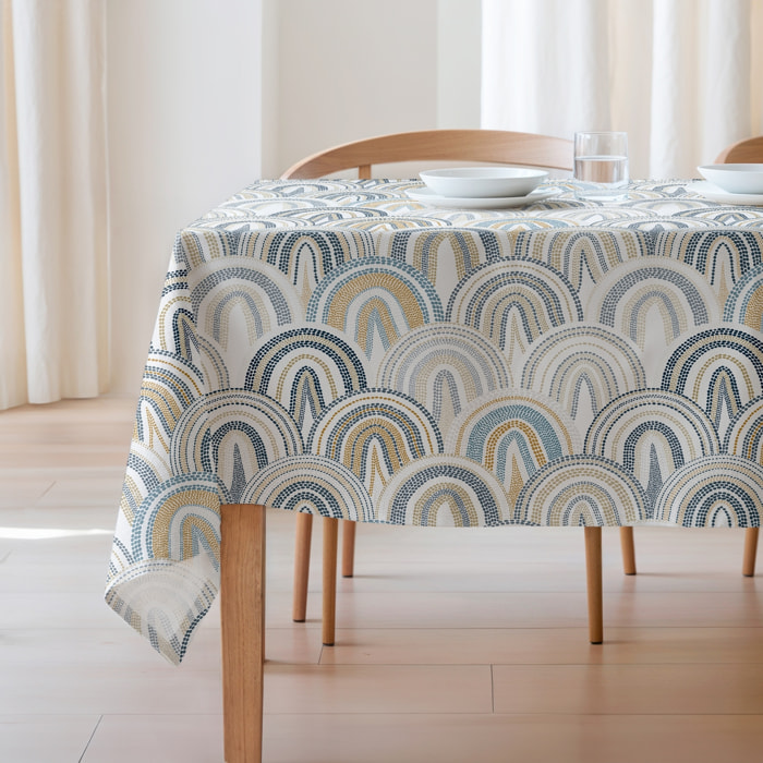 Nappe imprimée anti-tâches MARGOT BLEU