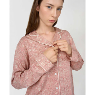 Pigiama lungo a camicia in viscosa eclat rosa