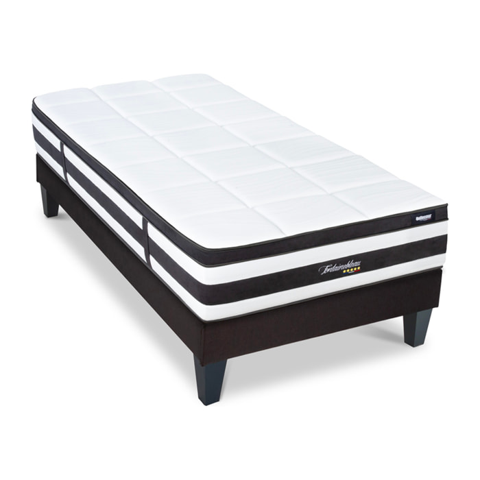 Ensemble Matelas Fontainebleau & Sommier KIT15, 25 cm, Ressorts Ensachés et Mousse polyuréthane, technologie Tri-Lattes, Soutien Ferme