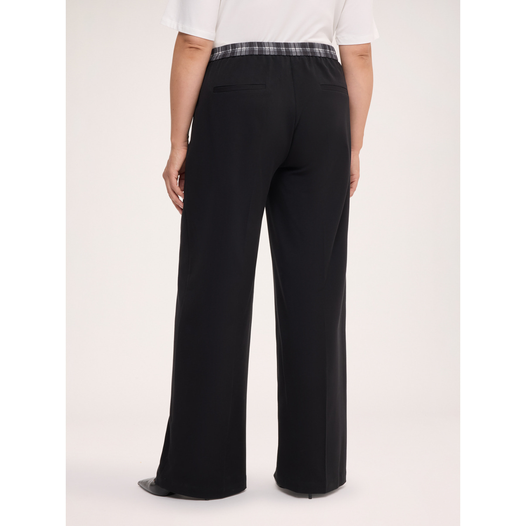Fiorella Rubino - Pantaloni Wilde Leg con banda check - Nero