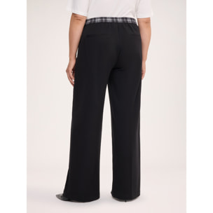 Fiorella Rubino - Pantaloni Wilde Leg con banda check - Nero