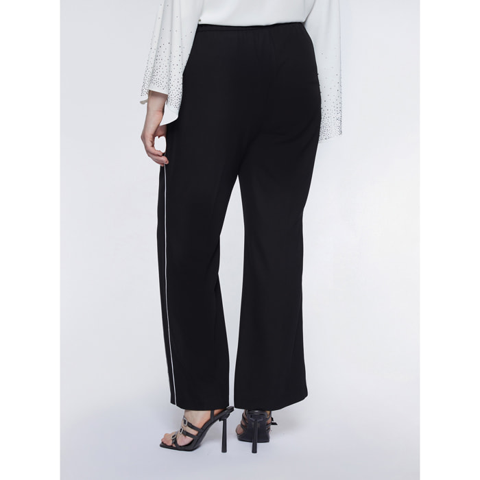 Fiorella Rubino - Pantaloni palazzo con bordi bianchi - Nero