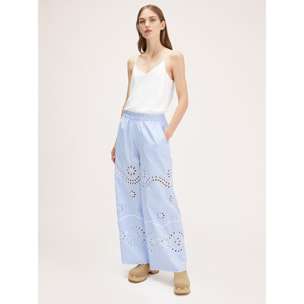 Motivi - Pantalones cropped de sankt gallen a rayas - Light - blue