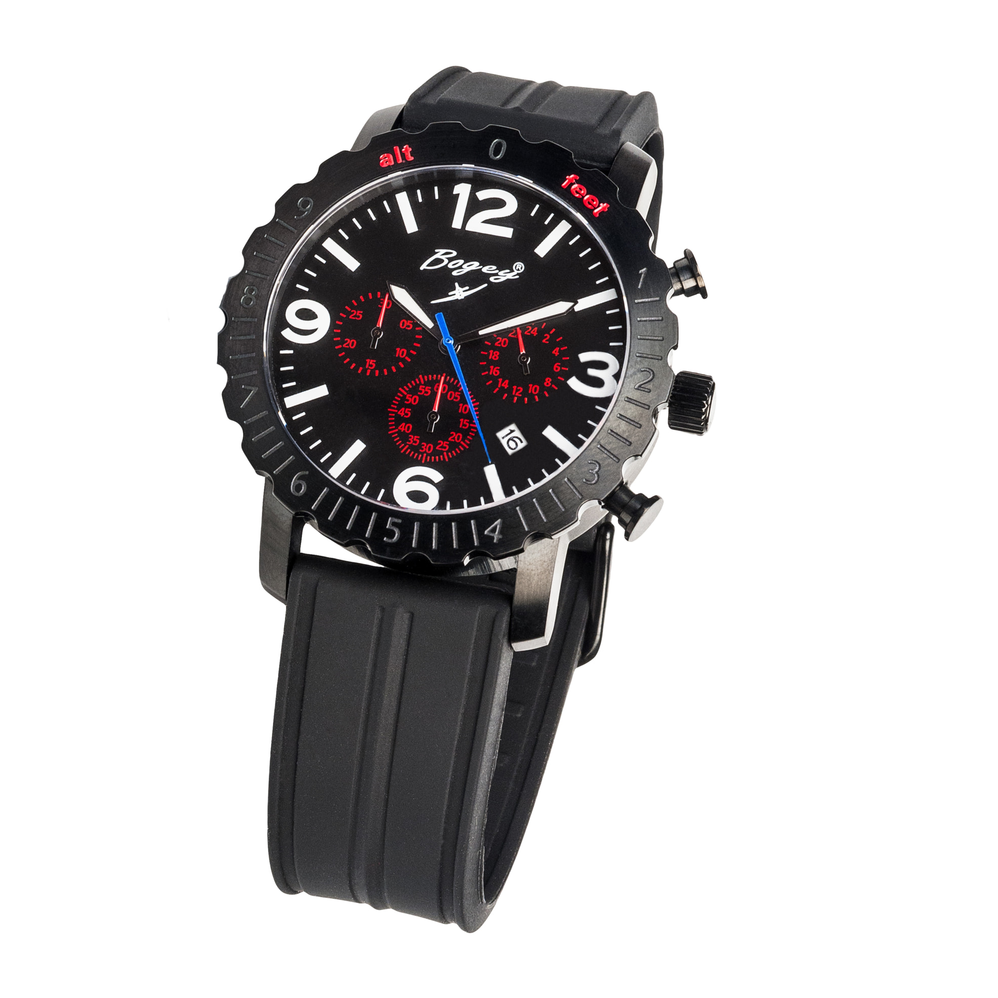 Reloj Bogey BSFS008RDBK Hombre Analogico Cuarzo con Correa de Caucho y nylon