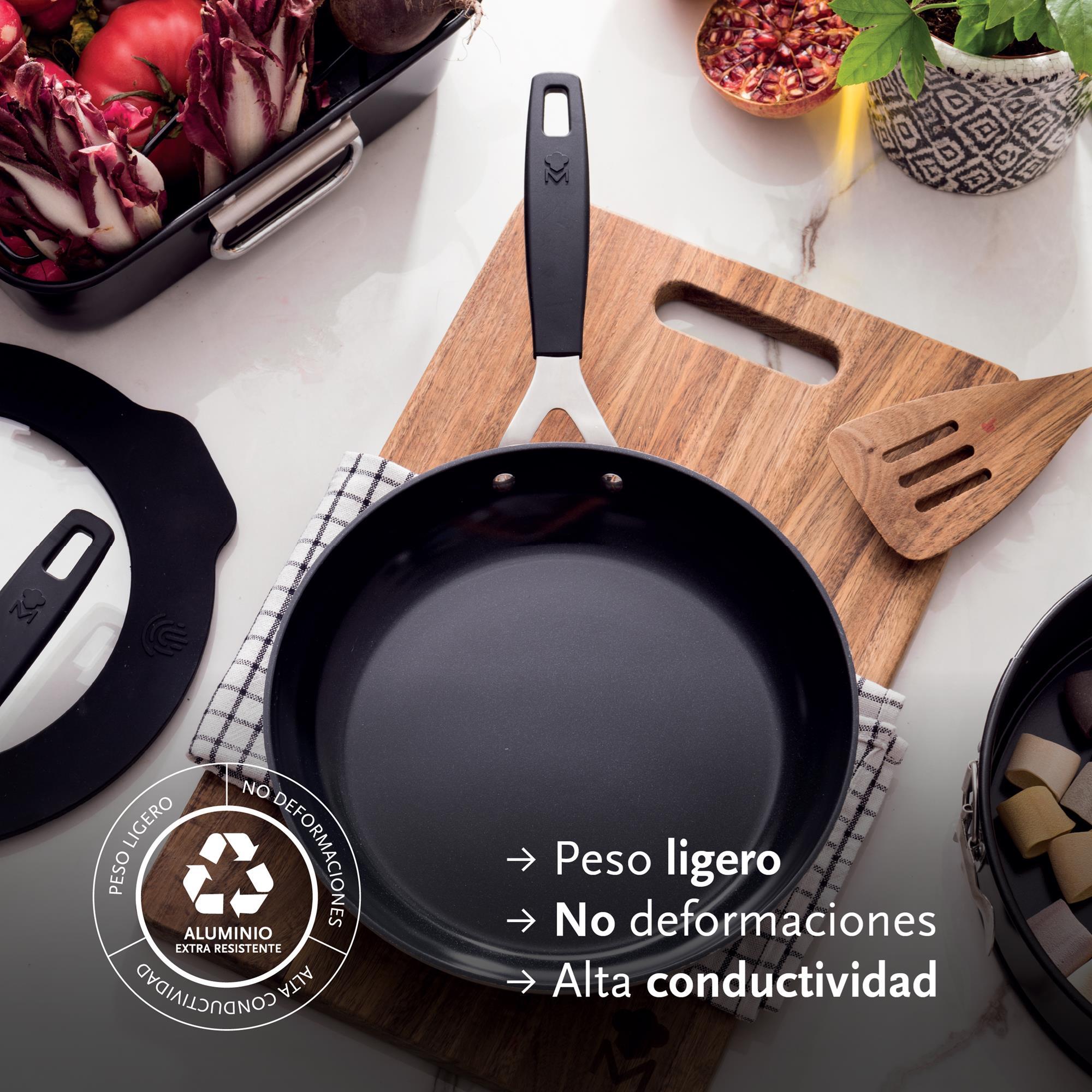Juego de 3 sartenes ø20ø24ø28cm y wok ø28cm en aluminio forjado + 4 protectores smart masterpro