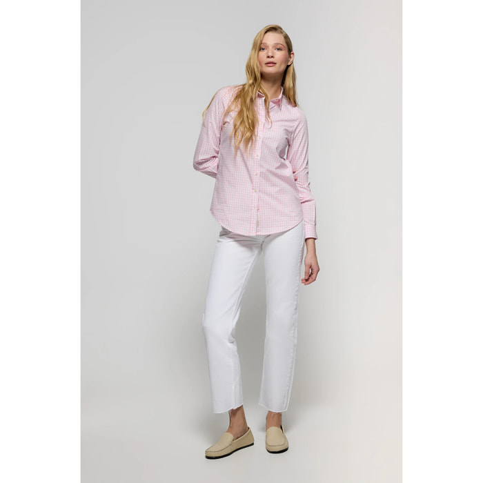 Camisa de cuadros vichy rosa con detalle Polo Club