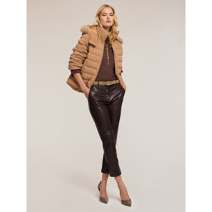 Motivi - Pantaloni slim fit in tessuto spalmato - Marrone