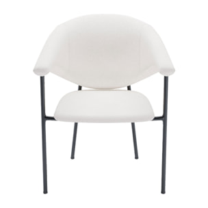 Lot de 2 chaises avec accoudoir design en velours blanc crème Jeanne