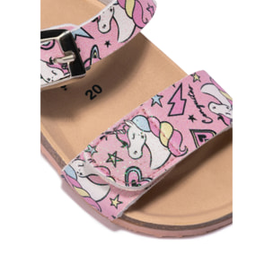 Sandalias de Bebé Bio Unicornio En Rosa