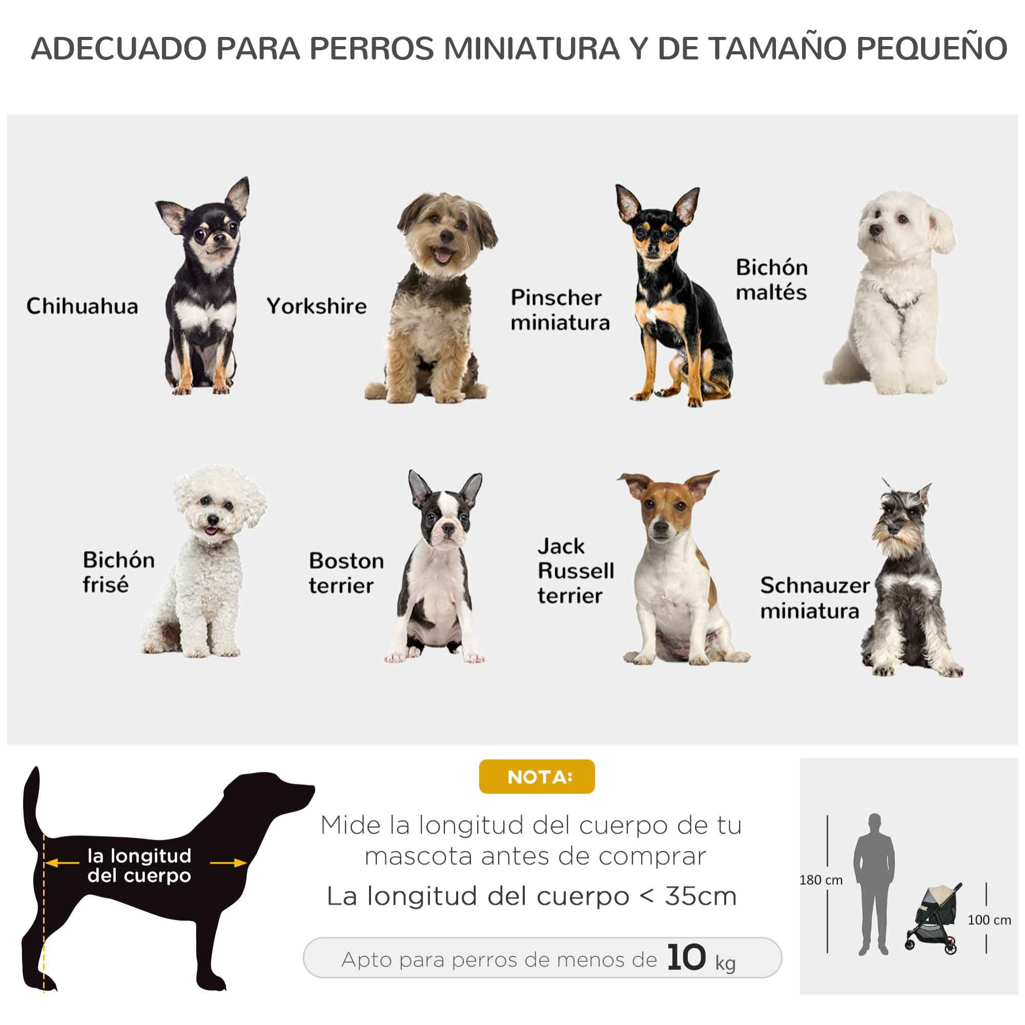 Carrito para Perros Plegable Cochecito para Mascotas Carrito para Perros Pequeños con Cesta de Almacenaje Ventana de Malla Cubierta para Lluvia y 2 Ruedas Universales 80,5x51,5x100 cm Caqui