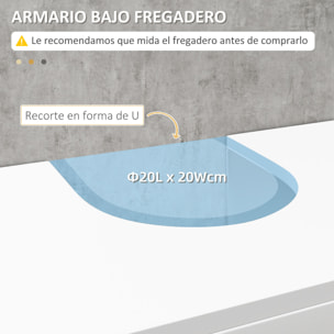 Mueble para Debajo del Lavabo con 2 Puertas y Estante Abierto Mueble Lavabo con Pie Moderno Carga 30 kg 60x30x60 cm Blanco