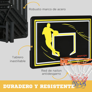 Tablero de Baloncesto para Interior Exterior de Pared Aro de Baloncesto Canasta de Baloncesto para Adultos 110x90x70 cm Negro y Amarillo