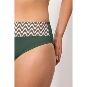 Slip bikini vita alta modellante Verde
