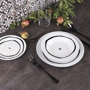 Set vajilla 12pc porcelana blanco y negro scalpers home