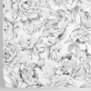 Carta da Parati Peonie Bianca e Nera