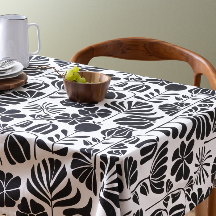 Nappe "Twisted lime" coton noir & blanc 150x250cm