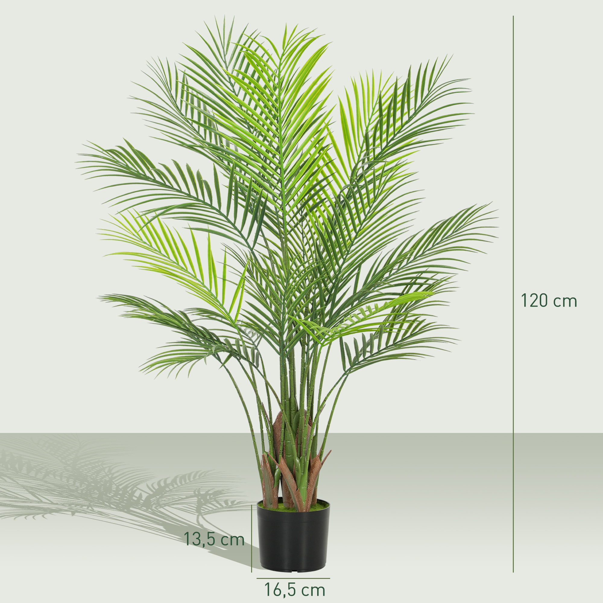 Palmier artificiel - plante artificielle H.120cm - 4 pieds 22 feuilles grand réalisme - pot inclus