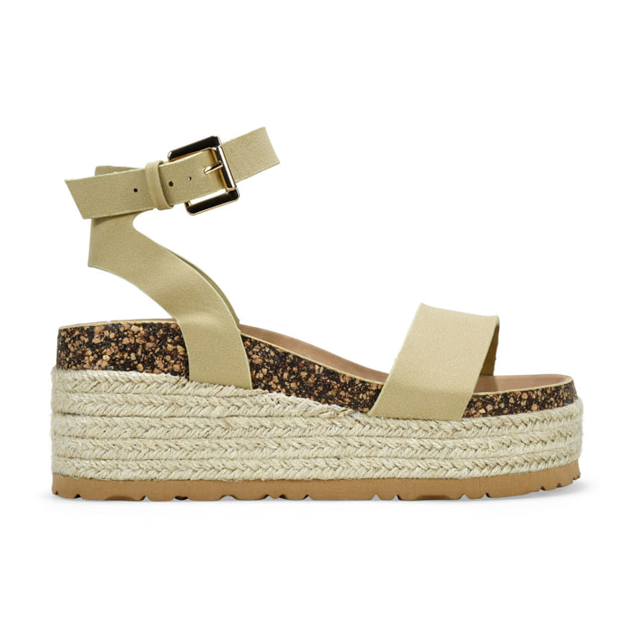 Sandalias de plataforma arena con esparto