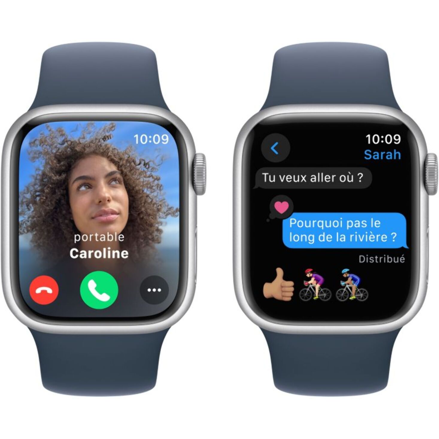 Montre connectée APPLE WATCH Serie 9 45mm Aluminium/Argent Bleu Orage S/M