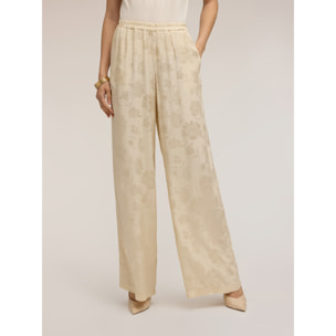 Motivi - Pantalones palazzo en raso jacquard - Beige