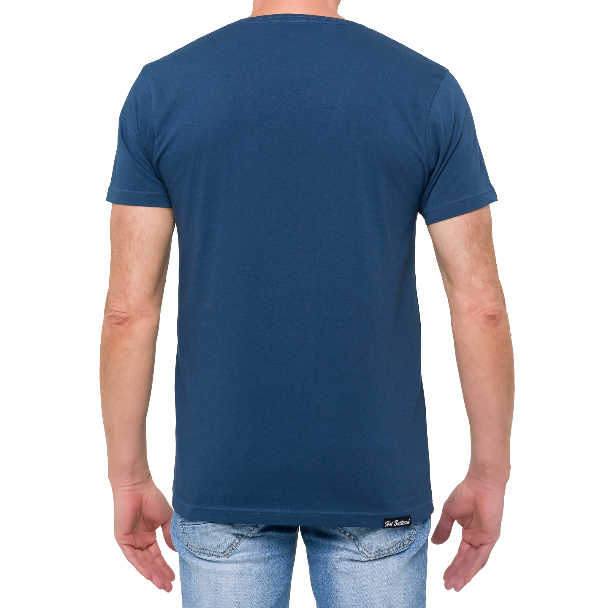 T-shirt in cotone 150 gr Hot Buttered Flame blu.