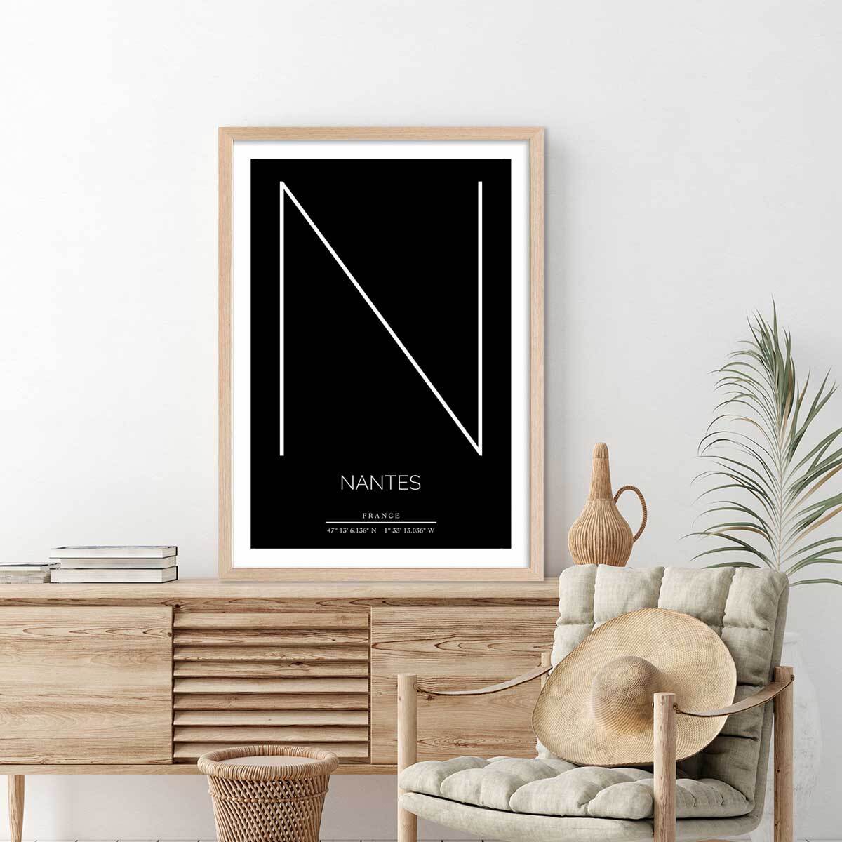 Poster n nantes Affiche sous cadre bois