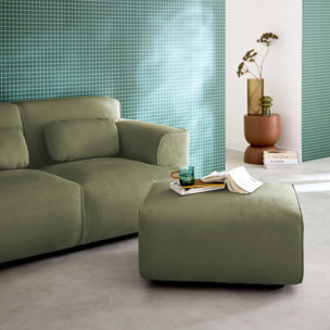 Pouf, repose-pieds pour canapé 2 places velours côtelé WALLAS