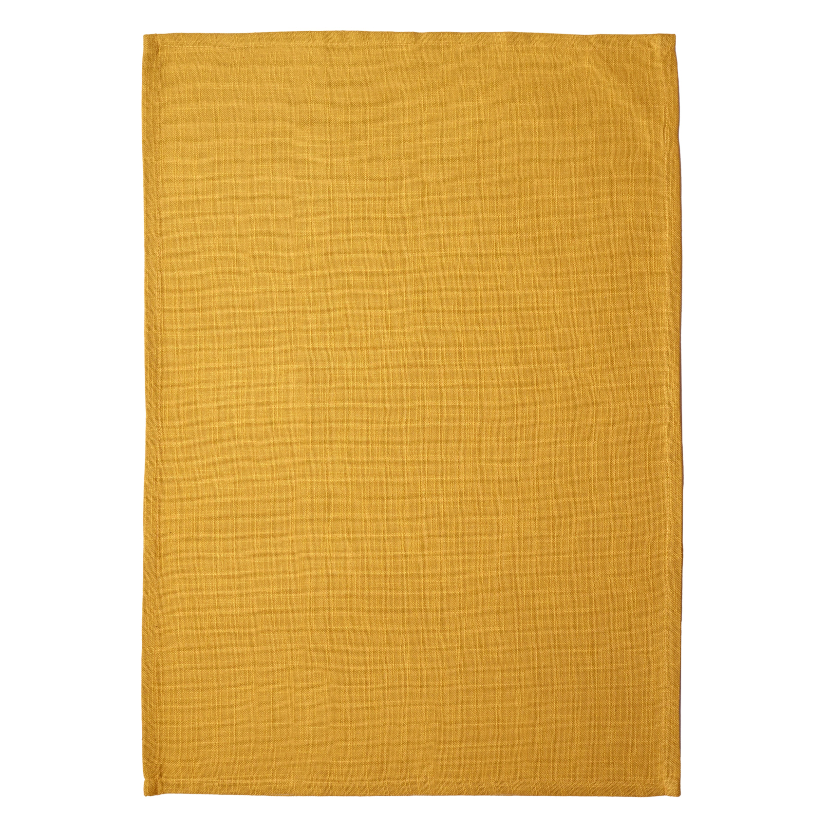 Torchon de cuisine en coton uni aspect tissé - Jaune Ocre