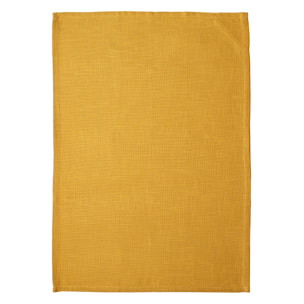 Torchon de cuisine en coton uni aspect tissé - Jaune Ocre