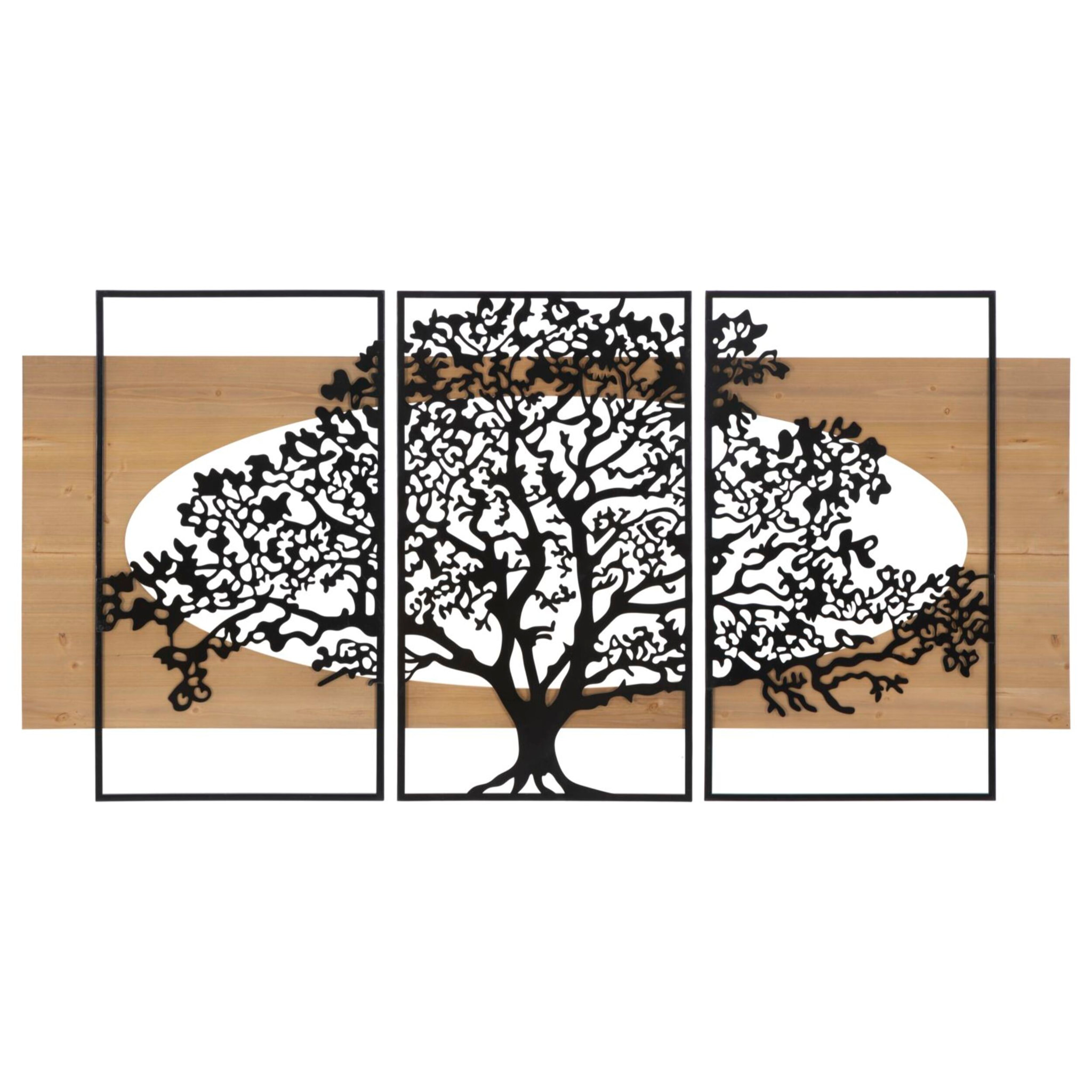 PANNELLO DA MURO TREE FERRO E WOOD SET 3PZ CM 176X2X90 (63X2X90-50X2X90)