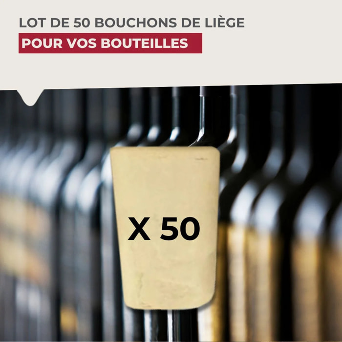 Lot de 50 bouchons de liège coniques Fackelmann Bar Concept