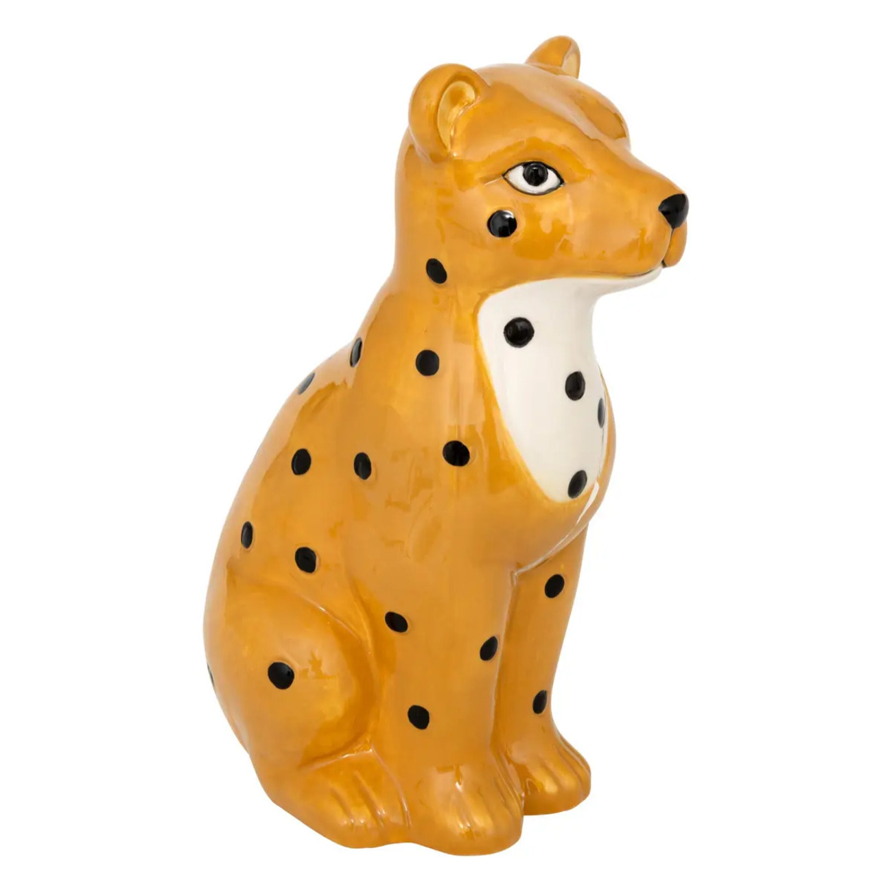 Tirelire enfant léopard Leho jaune ocre H18cm