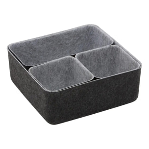 Lot de 4 organiseurs de tiroir Feltia rectangulaires 25x25cm
