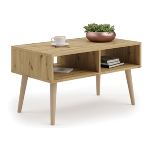 Tavolino da salotto SANDI scandinavo rovere Artisan con ripiano