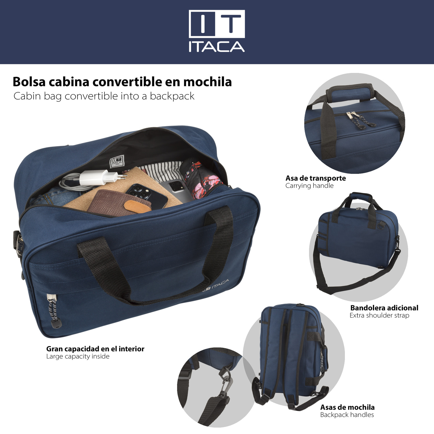 Mochila Viaje Cabina Itaca Spey Azul Marino